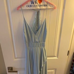 high low lace back dress